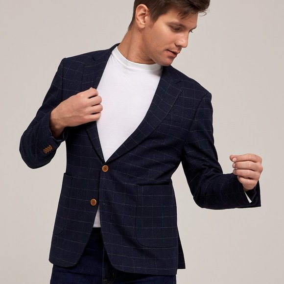 CHECKED NAVY BLAZER